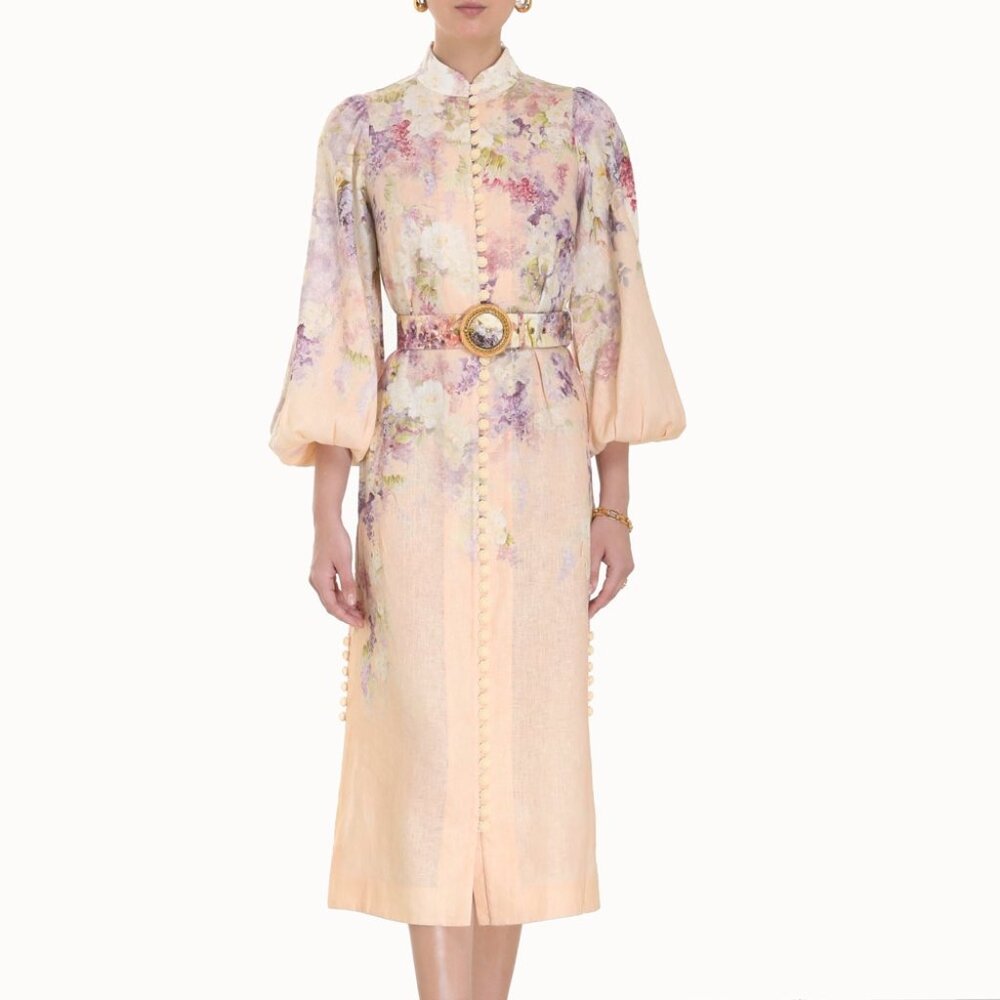 Zimmermann Womens Dreamy Floral Lyrical Floral-print Linen Midi Dress